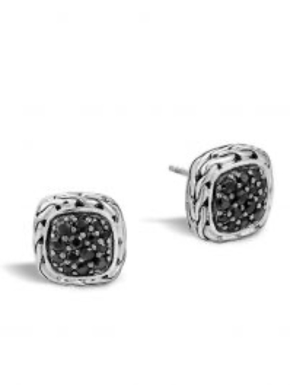 John Hardy Sterling Silver Black Sapphire Pavé Stud Earrings